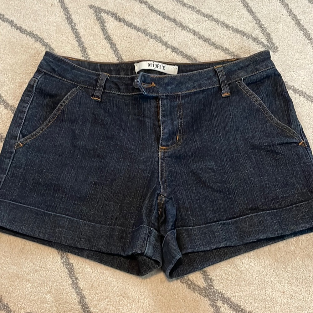 Dark wash denim shorts